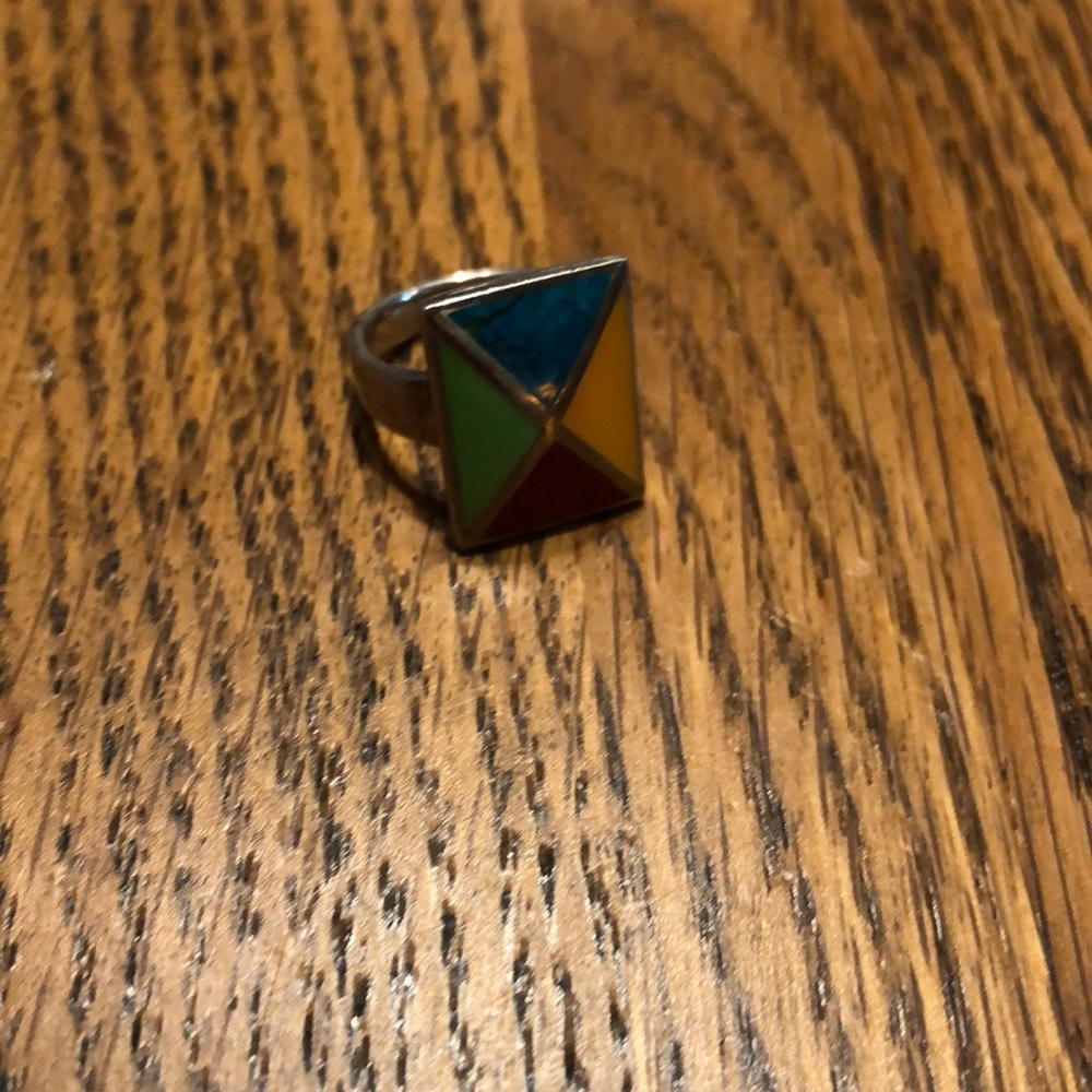925 Ring multi colored stones.